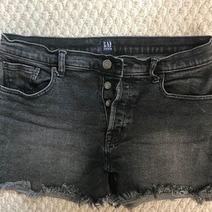 Black high-waisted denim shorts size 8, from Gap